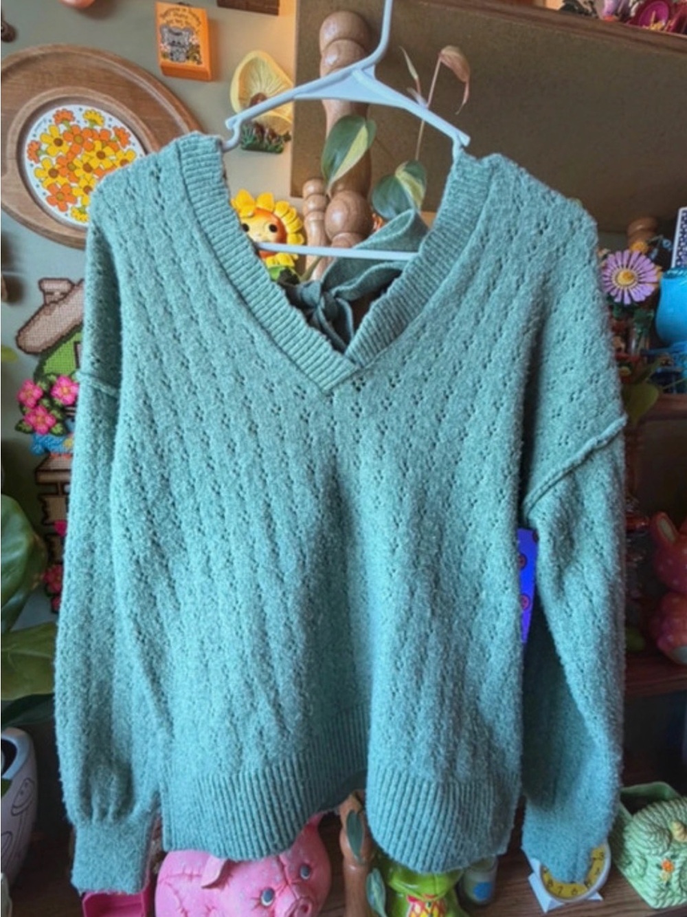 Francesca's Mint Green Knit Cardigan with Bow